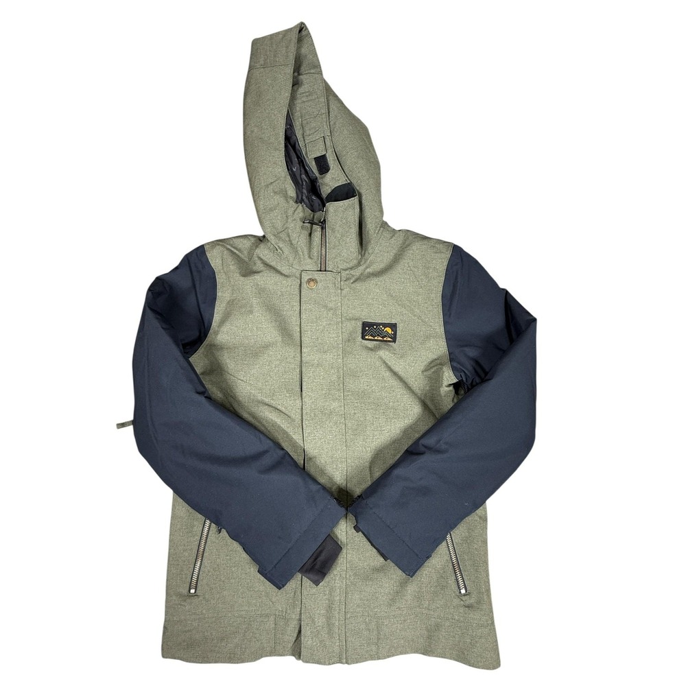 Quiksilver Snowboard Jacket Boys Medium12-14 Green Hooded Insulated Snow‎ Winter
